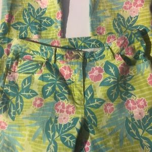 Lilly Pulitzer Green Palm Leaves Jeans Size 8